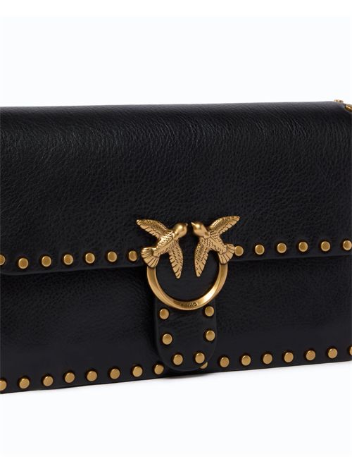 Borsa a tracolla piccola Love One Slouchy in pelle con borchie PINKO | 107665A2JG/Z99Q